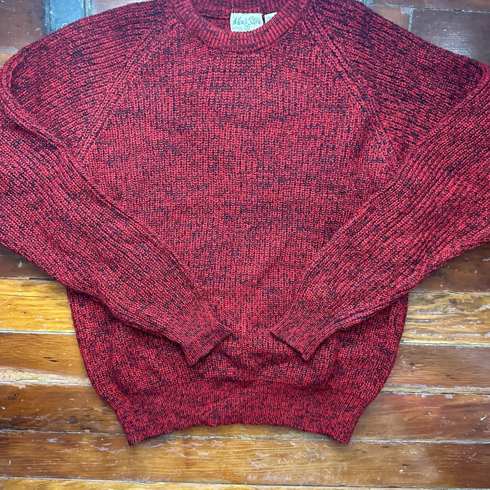Vintage red acrylic sweater. Unisex.